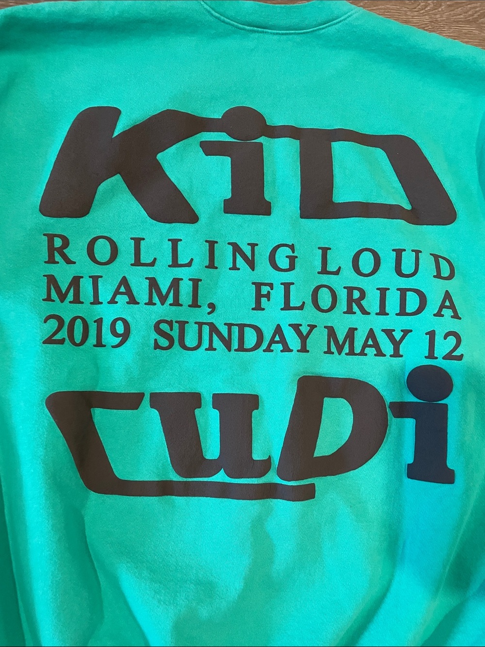 Cactus Plant Flea Market kid Cudi Teal Crewneck with Blue Wave & Orange Sun - Picture 5 of 5